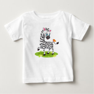 Baby Zebra Teckning som spelar med fjäril-23960 T Shirt