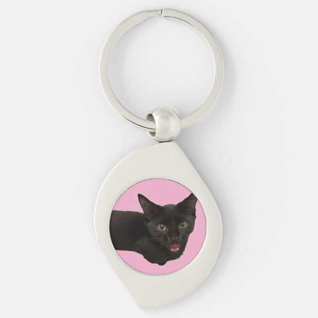 Baby Zina – Svart Katt Söt Nyckelring (Framsidan)
