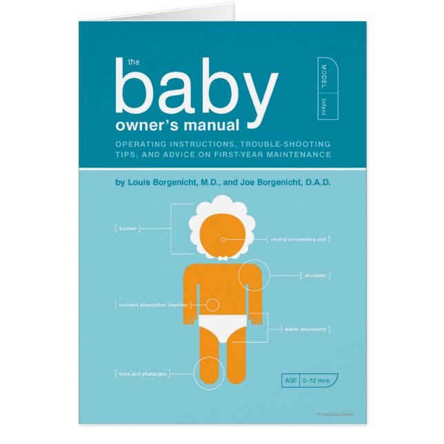 Babyägarens handbok hälsningskort (Framsidan)