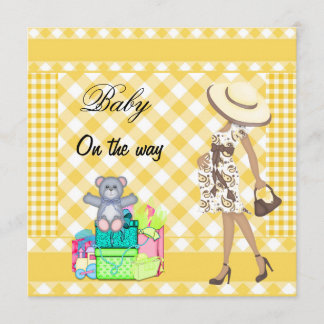 Babyannonsering Gultern Check Gingham Meddelande
