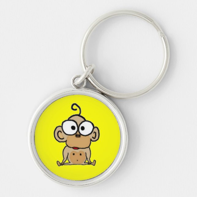 Babyapa Keychain Rund Silverfärgad Nyckelring (Framsidan)