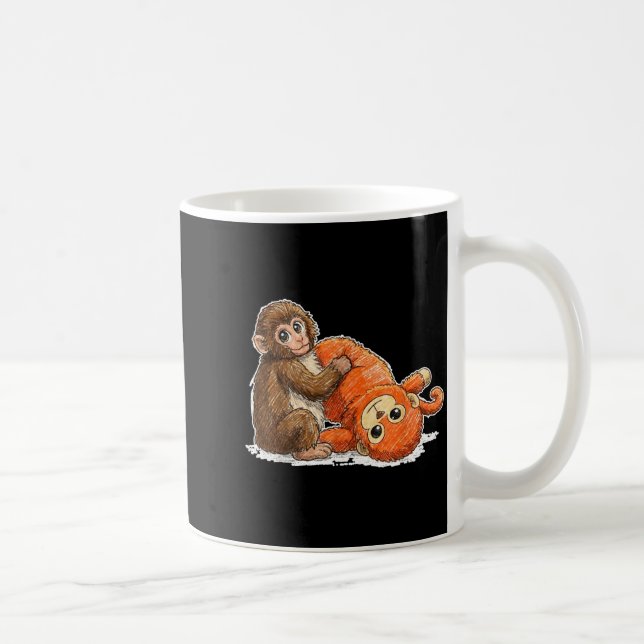 Babyapa slår söt meme grafisk t-shirt  kaffemugg (Höger)