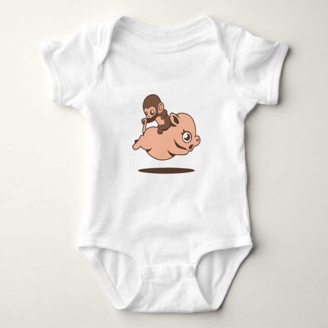 Babyapa (som tillbaka går på en gris) t-shirt (Framsida)