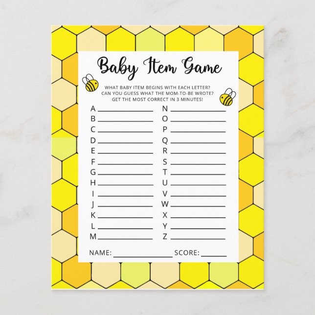 Babyartikelspel. Baby Shower-spel (Framsida)