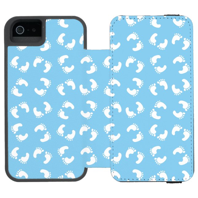 Babyavtryck, Babys Fot, Fotspår, Blå, Pojke Incipio iPhone Wallet Skal (Folio Öppen)