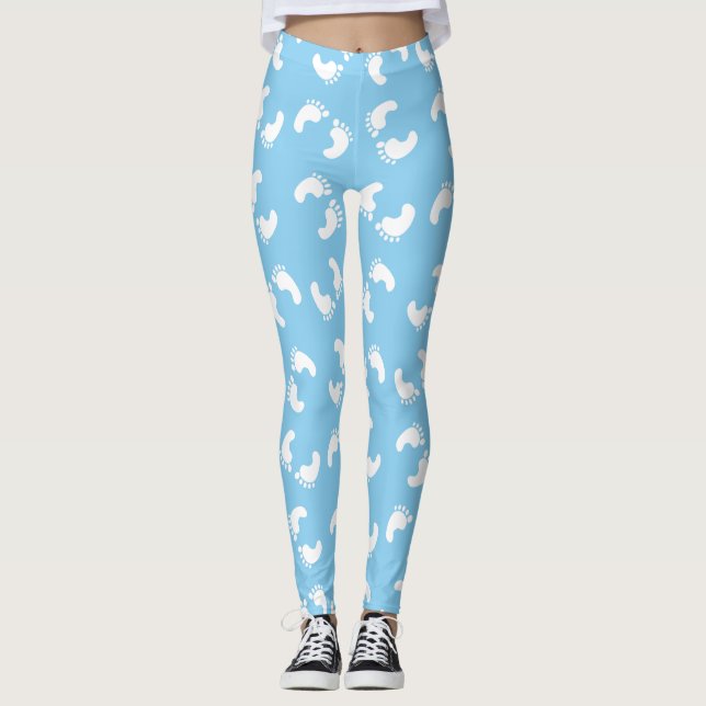 Babyavtryck, Babys Fot, Fotspår, Blå, Pojke Leggings (Framsida)