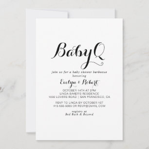Babybabyskor i modern kalligrafi inbjudningar