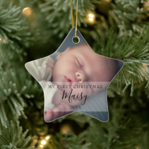 Babybilder Söta Första jul stjärna Julgransprydnad Keramik