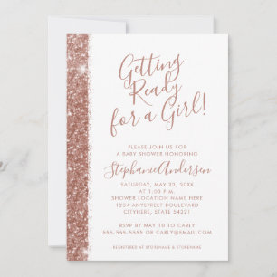 Babybildschaufför i ro Rosa Glitter Modern enkel Inbjudningar