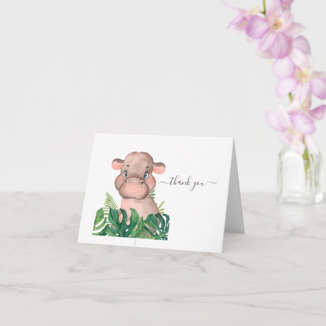Babybildschema Hippo Jungle Watercolor Card Kort (Orkide)