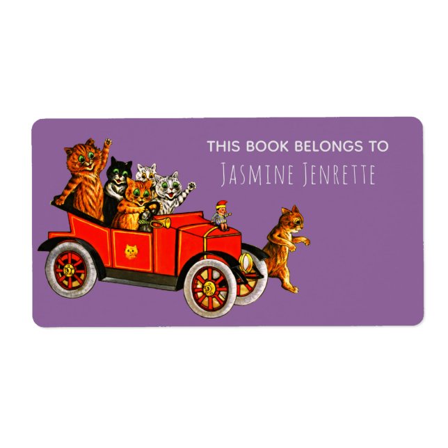 Babybilschaufför Funny Tecknad Kats Retro Lila Fraktsedel (Framsidan)