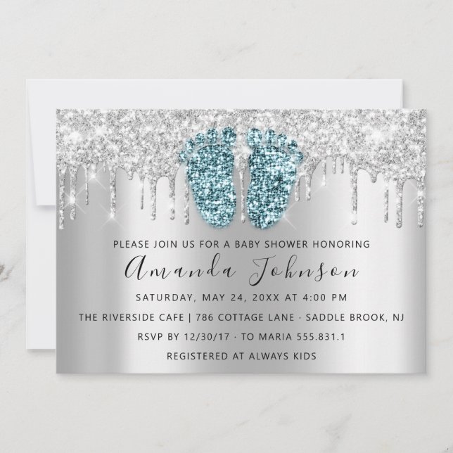 Babybilschaufförer Glitter Feet Grått Spark Boy Gi Inbjudningar (Framsida)