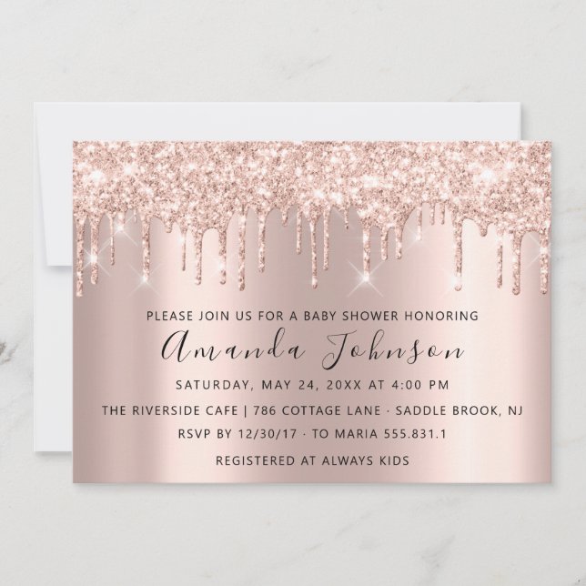 Babybilschaufförer Glitter Ro Guld Spark Boy Girl Inbjudningar (Framsida)