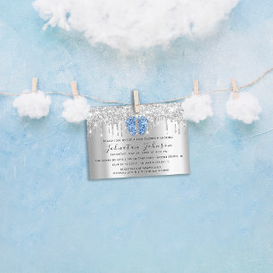 Babybilsdrivrutiner Glitter Blue Feet Silver Inbjudningar