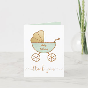 Babybilskötare Retro Carriage Mint Guld Tack Kort