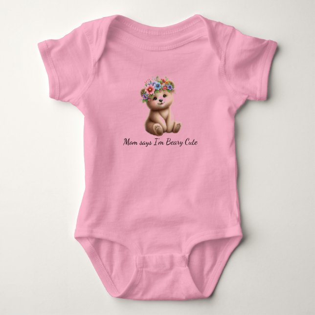Babybjörn med blomkrona supergullig t shirt (Framsida)