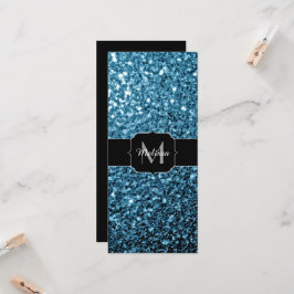 Babyblå falskt glitter gnistrar Monogram papper