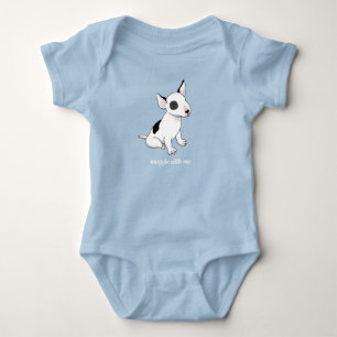 Babyblå kroppsdräkt med vit bullterrier-valp t shirt