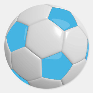 Babyblå och vit fotboll runt klistermärke