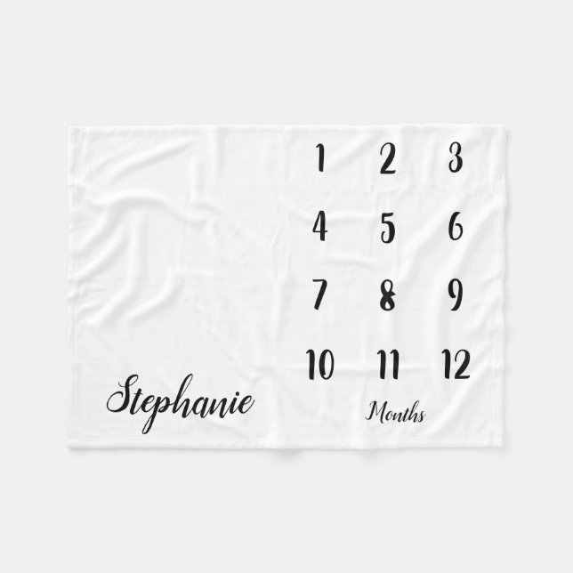 Babyblankett i Modern Script Baby-milstolpe Fleecefilt (Framsidan (Horisontell))