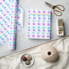 Babyblått, Lila och Rosa Hjärter Presentpapper