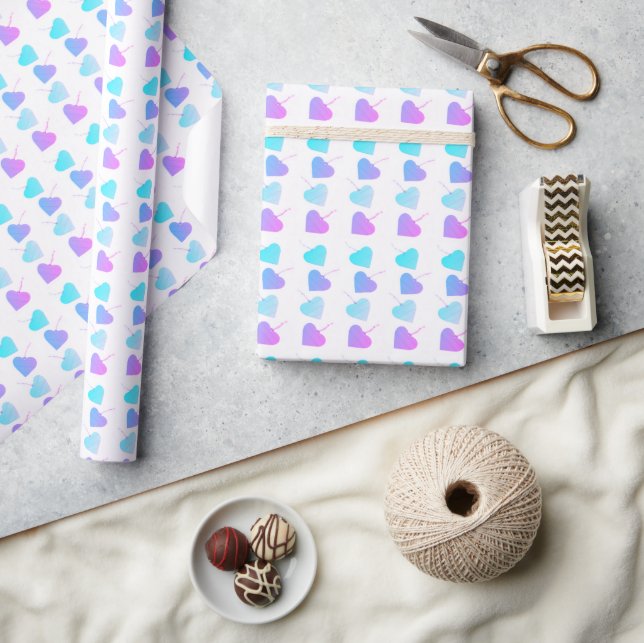 Babyblått, Lila och Rosa Hjärter Presentpapper (Hantverk)