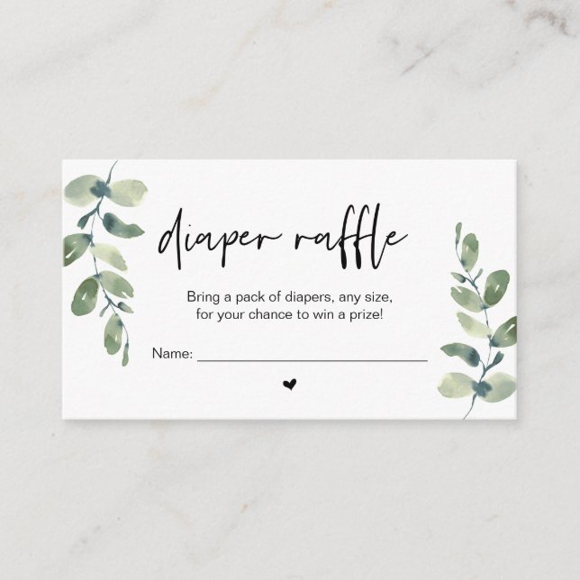 Babyblöja Lotteri, Vinn ett pris, Casual Greenery  Tilläggskort (Framsida)