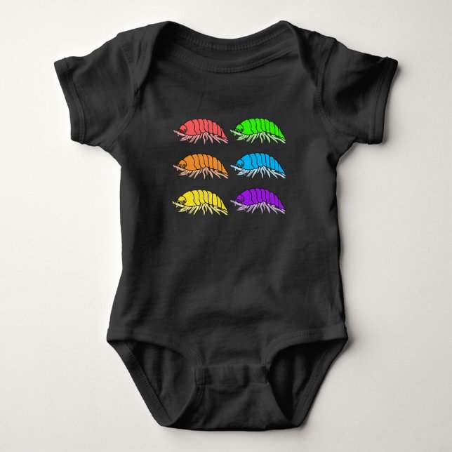 Babyblus - Regnbågs Pillbugs (levande) T Shirt (Framsida)