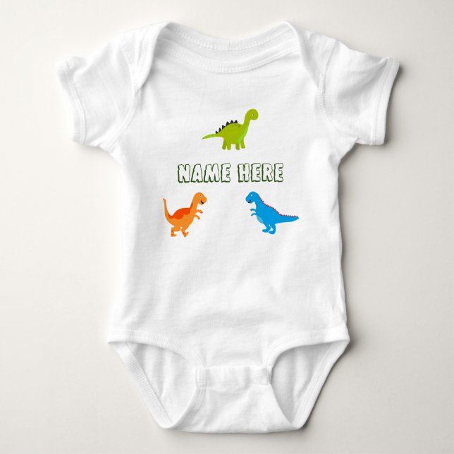 BabyBodysuit med Dinosaurs som ska personifieras T-shirt (Framsida)