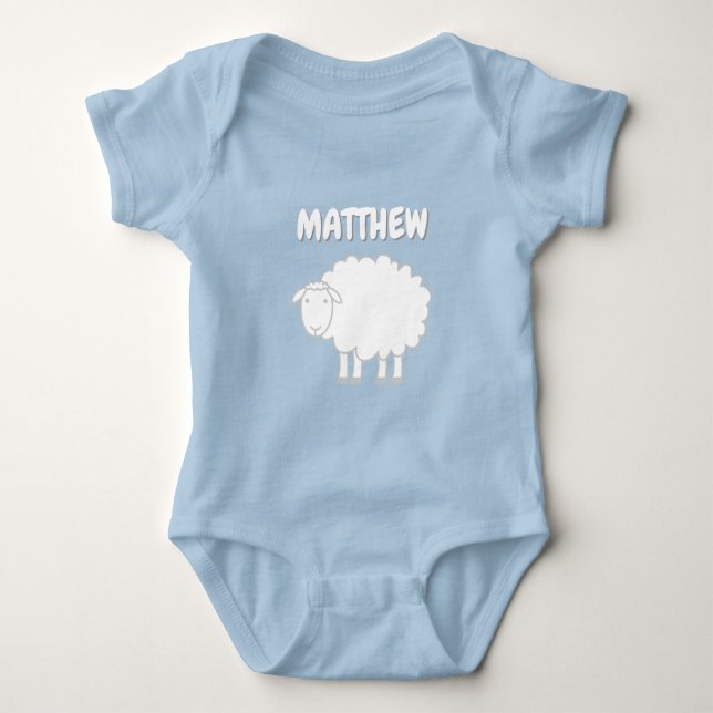 Babybodysuit med söt animerad ullig får t shirt (Framsida)