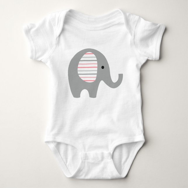 Babybodysuiten med fodrade grå färgElephant/rosor T-shirt (Framsida)