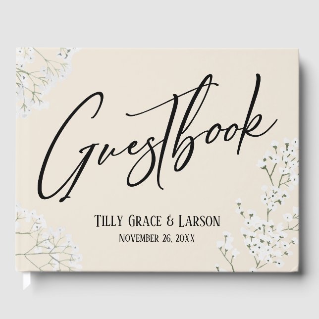 Babybokens andningshandskrift Cream Guestbook Gästböcker (Framsida)