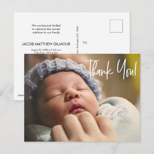 Babyboy foto tack för välkomstmiddag för baby vykort