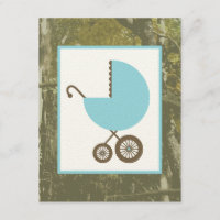 Babyboy shower - Blå barnvagn & kamouflage