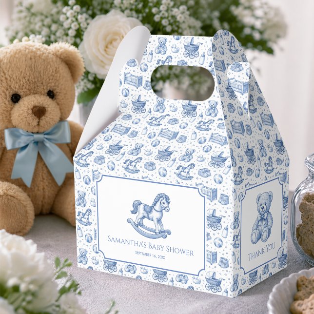 Babyboy Shower Blå Gunghäst och Teddybjörn  Presentaskar (Skapare uppladdad)