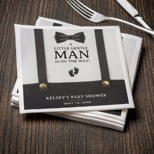 Babyboy shower En liten gentleman hängslen Pappersservett