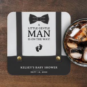 Babyboy shower En liten gentleman hängslen Underlägg Papper Kvadrat