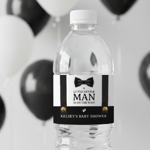 Babyboy shower En liten gentleman hängslen Vattenflaskor Etikett