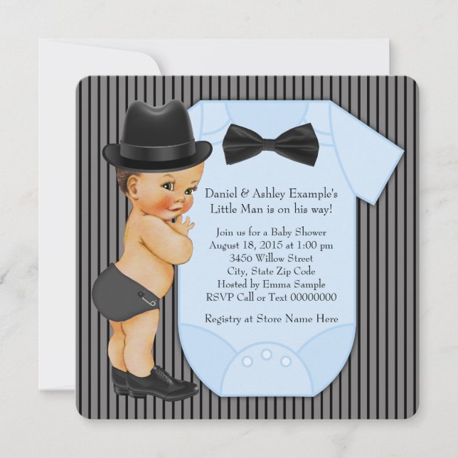 Babyboy Shower för Lille Man Inbjudningar (Framsida)