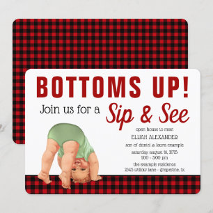 Babyboy Sip and See Baby Shower-inbjudningar Inbjudningar