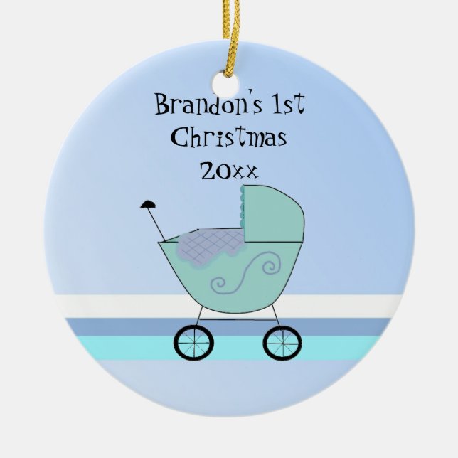 Babybuggyns första jul julgransprydnad keramik (Framsidan)