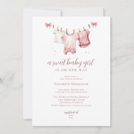 BabyClothes Clothes Baby Shower Inbjudningar