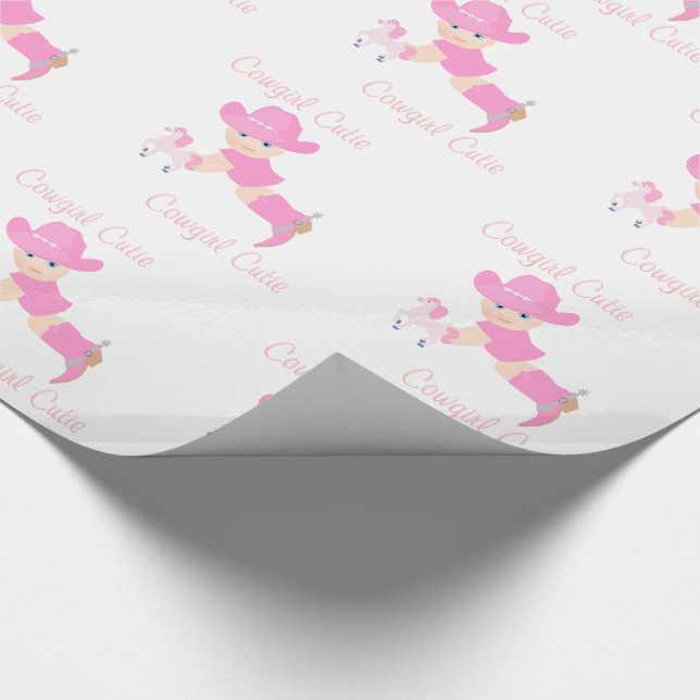 BabyCowgirl med den rosa hatten och kängacowgirlen Presentpapper (Hörn)