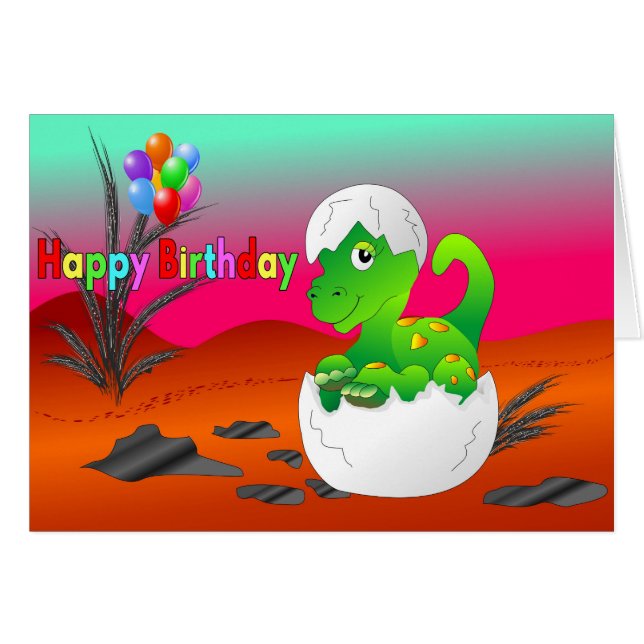 Babydino önskemål hälsningskort (Framsidan Horizontal)