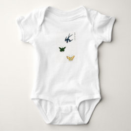 BABYDRÄKT JAPANSK TRÄSNITTS TRYCK FJÄRILAR T SHIRT