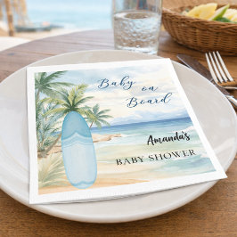 Babydusch baby ombord på surfplattan pappersservett