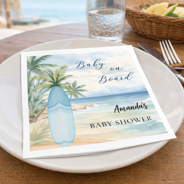 Babydusch baby ombord på surfplattan pappersservett (Skapare uppladdad)