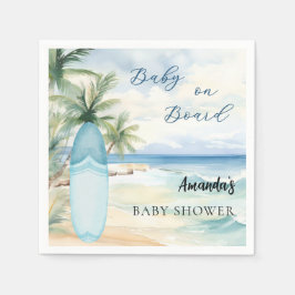 Babydusch baby ombord på surfplattan pappersservett