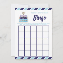 Babydusch bingo Blå resematchspel Inbjudningar
