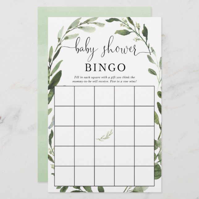 Babydusch bingo greenery eucalyptus wandeans (Fram/baksida)